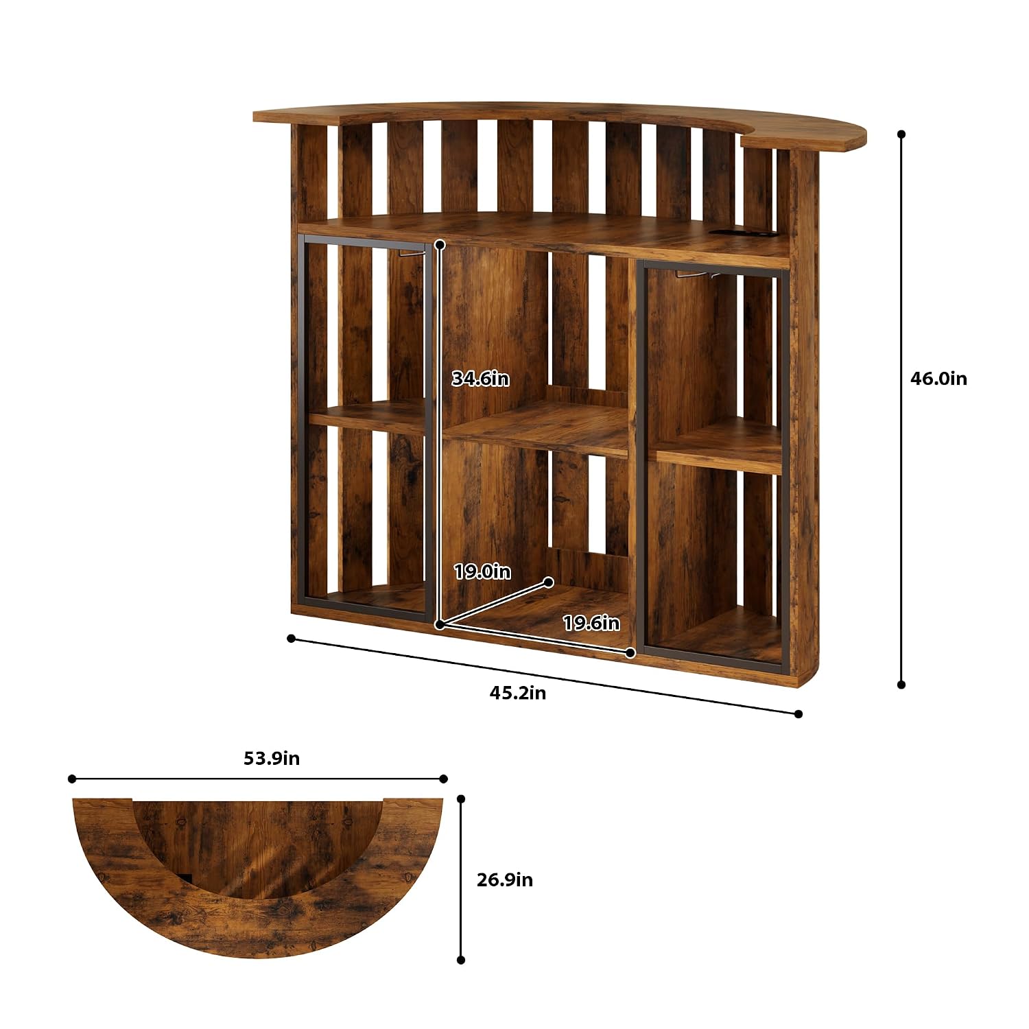 Home Bar And Fridge - Rustik Ahşap Bar Dolabı, 4 Katmanlı