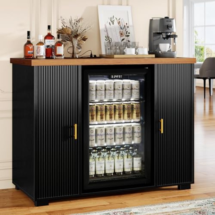 Home Bar And Fridge - 47 cm Yivli Kahve Barı Dolabı,