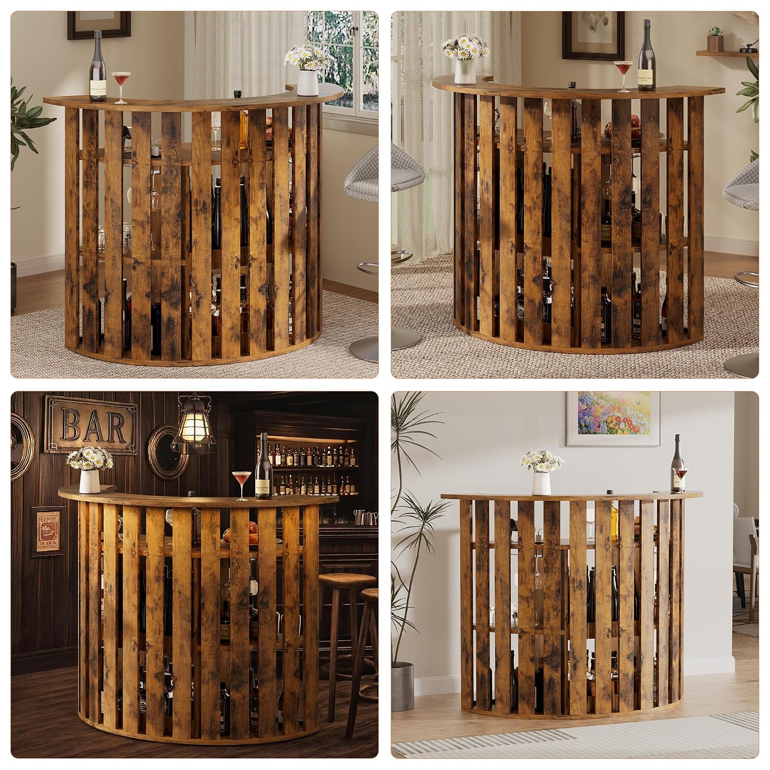 Rustik Ahşap Bar Dolabı, 4 Kat - Home Bar And Fridge incelemesi ve fiyatı
